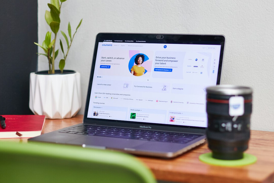 person studying online course