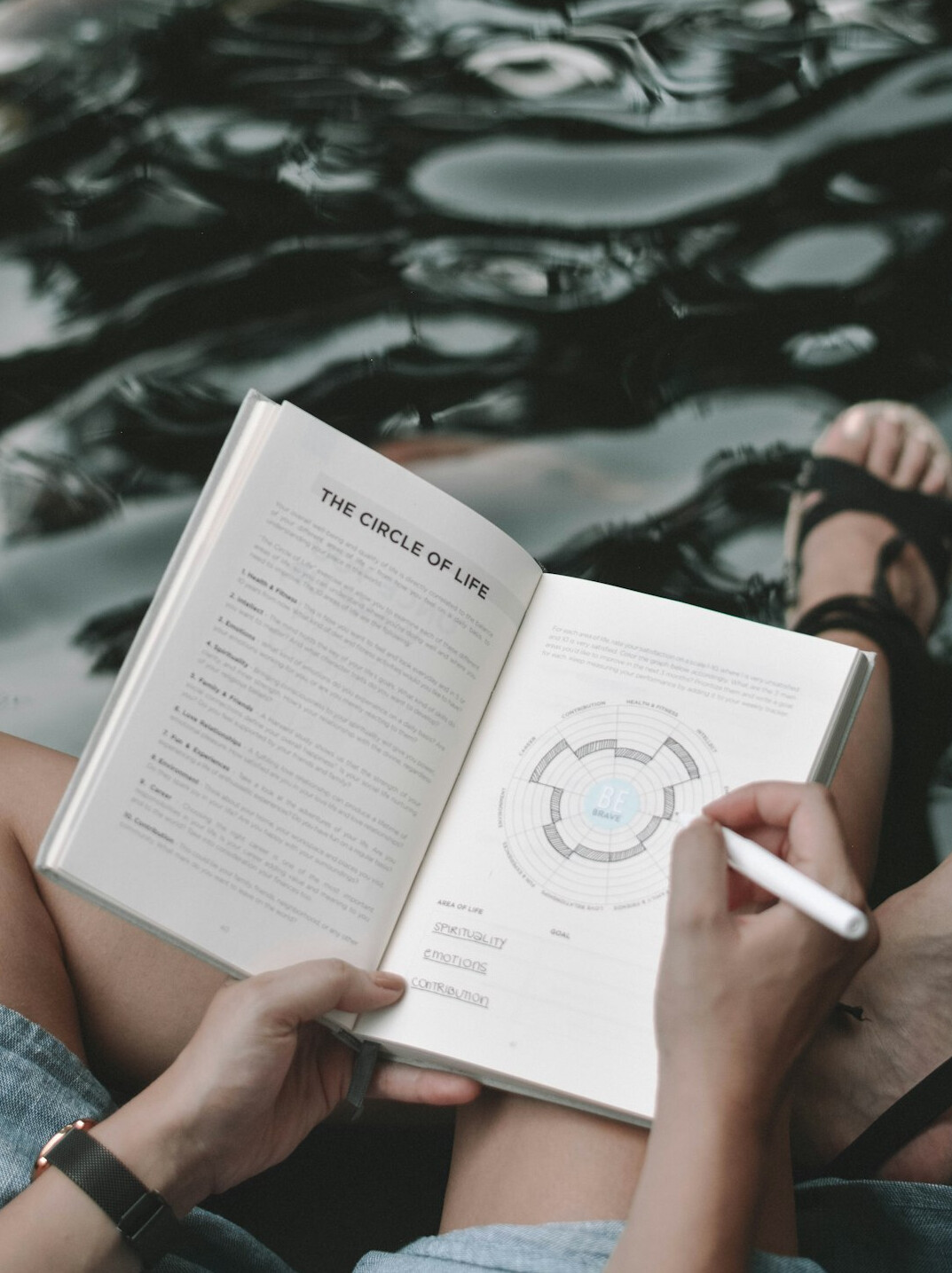 Person writing reflections in a personal journal